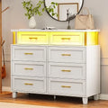 White 8 Drawer Led Dresser R46058
