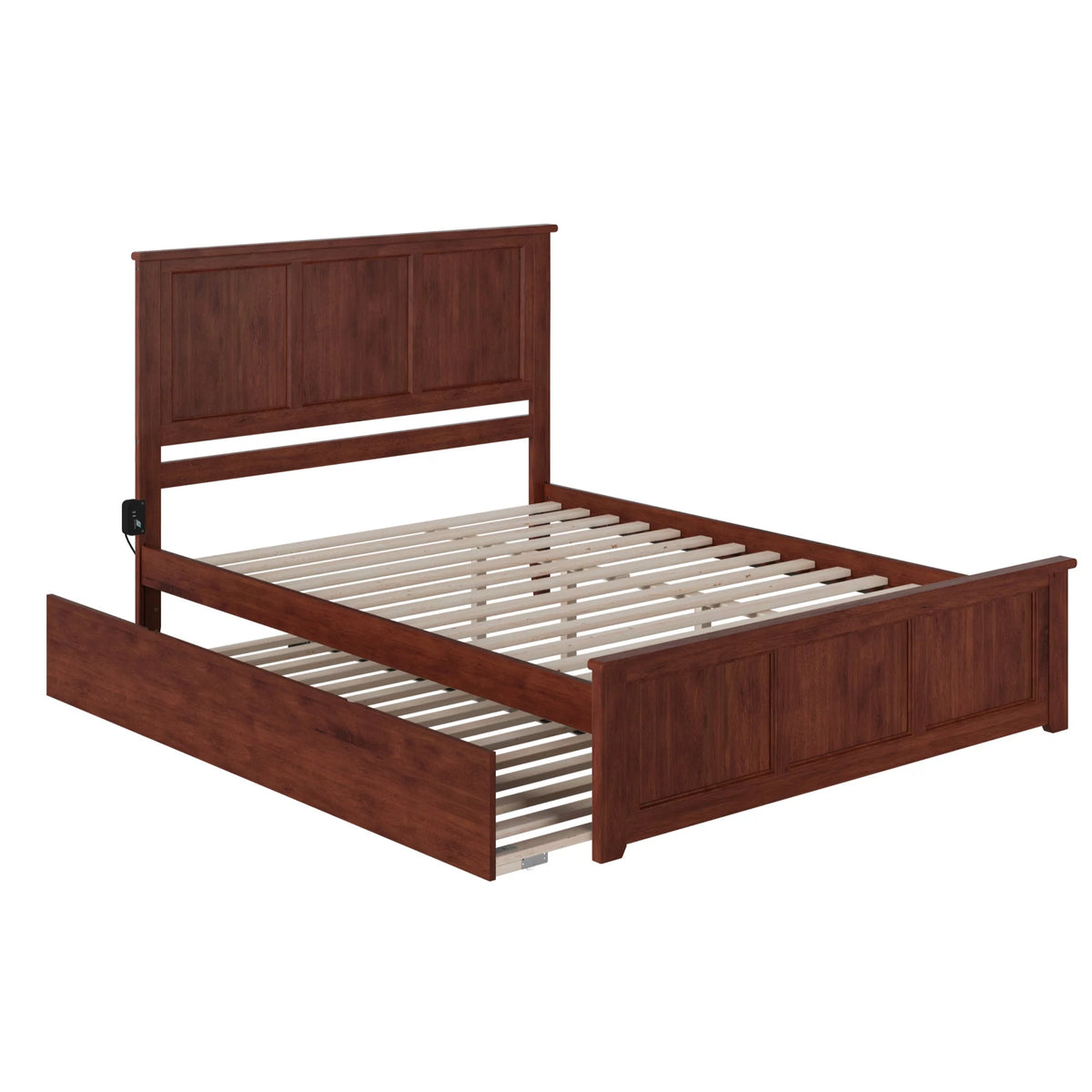 Solid Wood Queen Bed with Twin XL Trundle in Walnut H8995