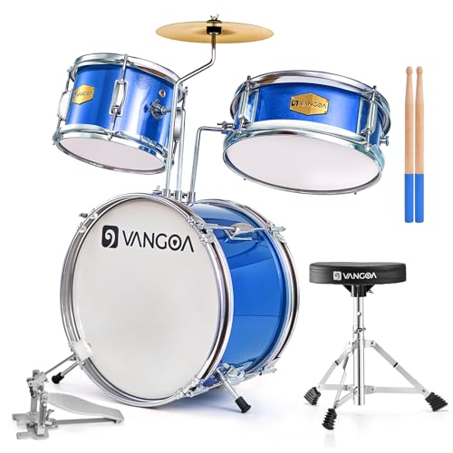 Kids 3-Piece Drum Set with Throne Cymbal Pedal & Drumsticks T4724