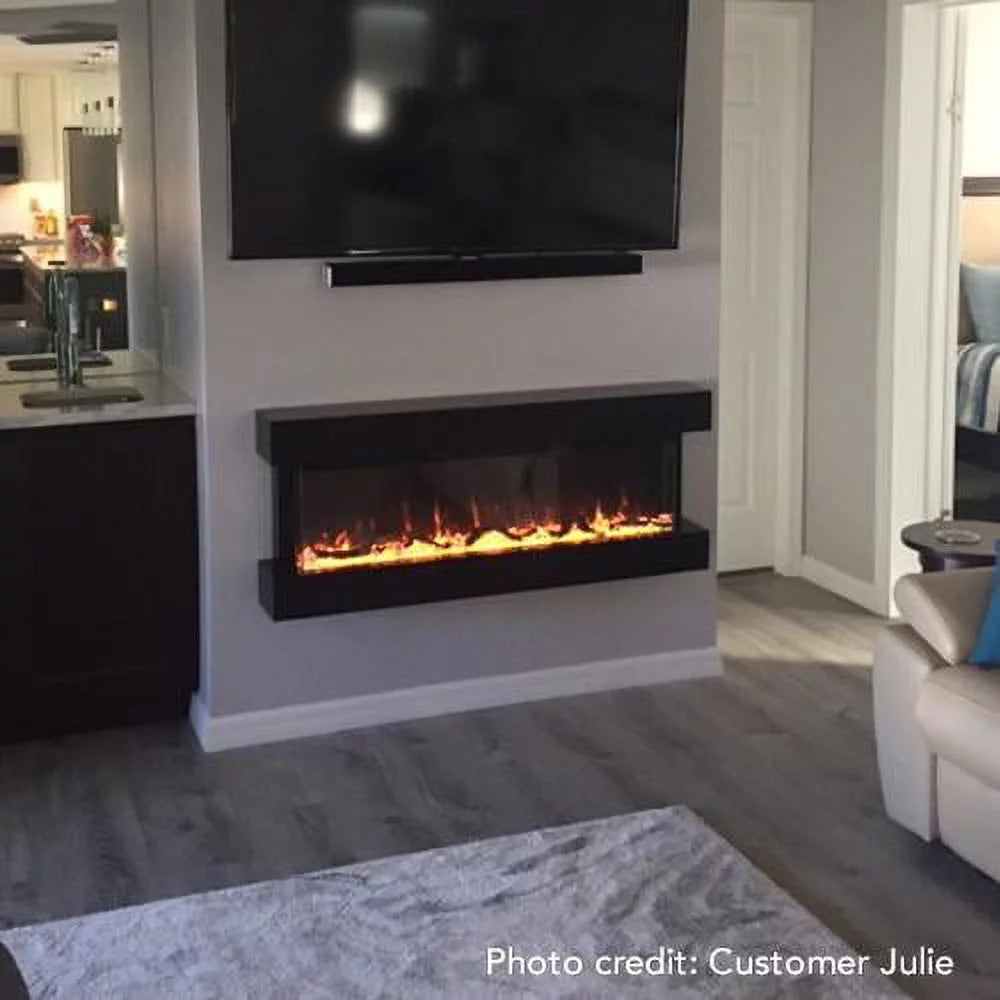 Black 50" 3-Sided Smart Electric Fireplace V287072