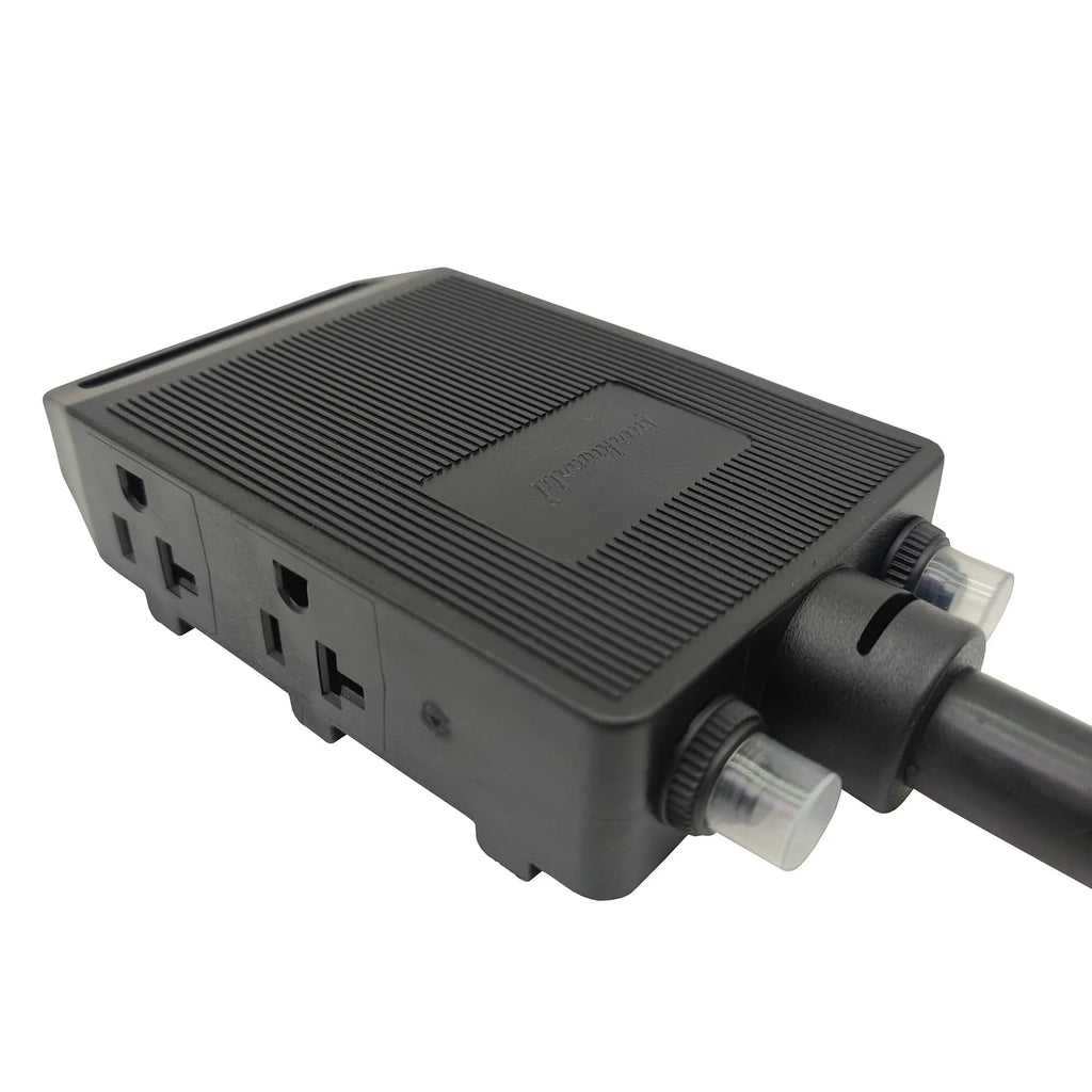 Dryer 30A to 20A Adapter Cord NEMA 14-30P Male 4-prong Plug to 5-20R T-Blade 5-15R Four Outlets Female with Two 20amp Circuit Breaker A8997
