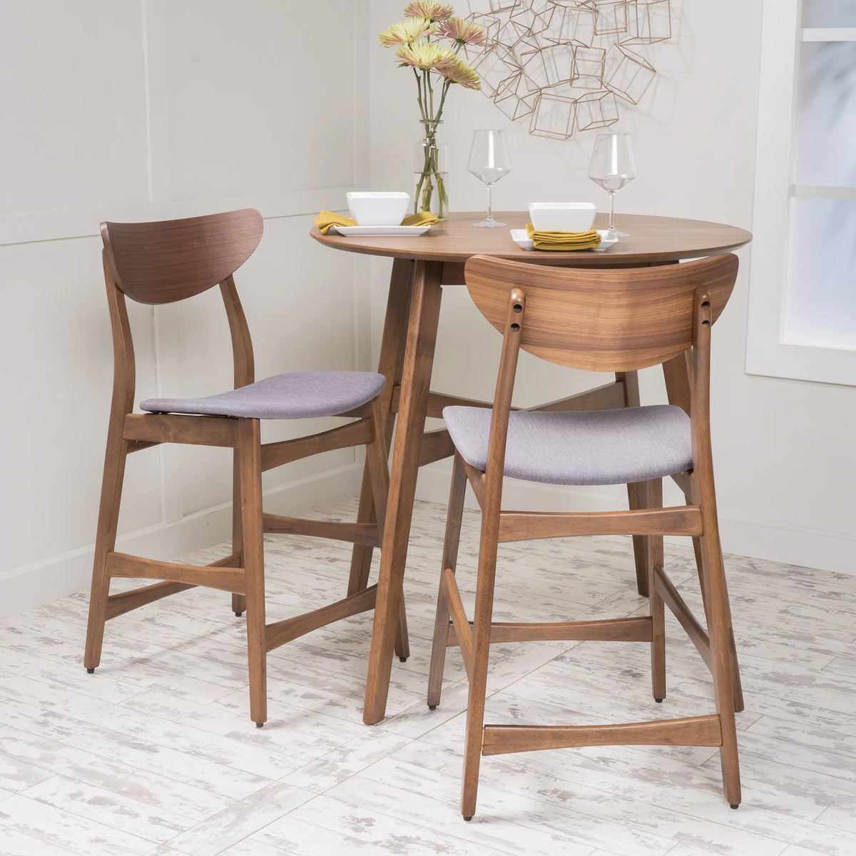 Dark Grey Fabric Counter Chair, Set of 2 W890
