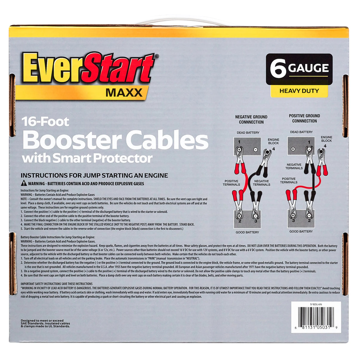 6-Gauge Heavy Duty 16-Foot Booster Cables Q79767