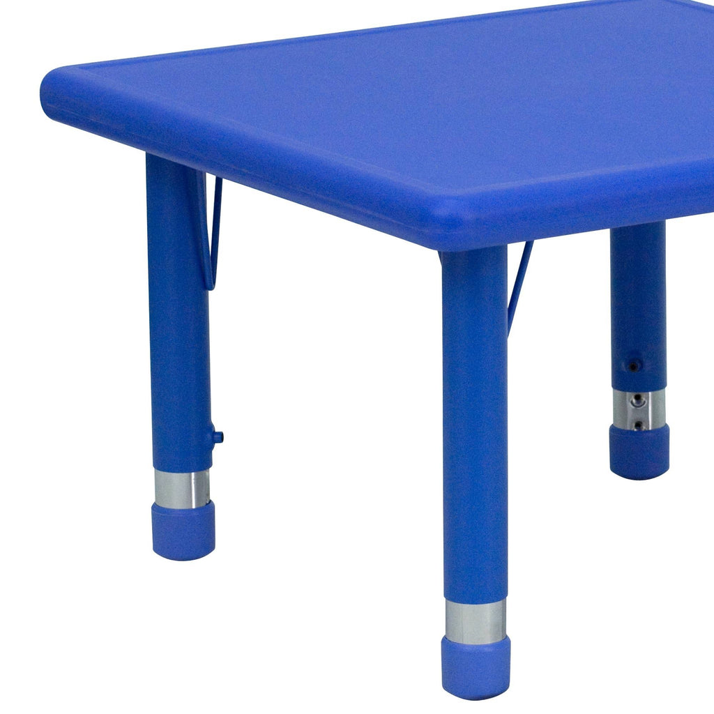 24x22 Square Blue Plastic Height Adjustable Activity Table P4450