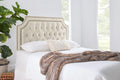 Oatmeal Linen Upholstered Tufted Button Queen Headboard H3255