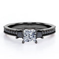 0.5 TCW Princess Cut Moissanite Engagement Ring with Lab Created Black Diamond E71266