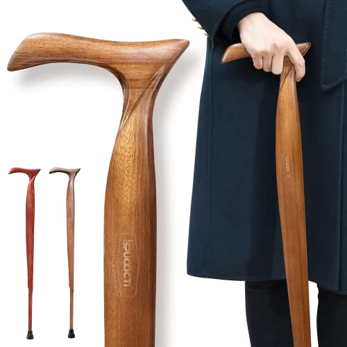 Natural Solid Wood Walking Cane with 3 Rubber Tips and Travel Bag W38777