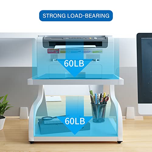 2 Tiers Wood Desktop Printer Stand with Storage D413245