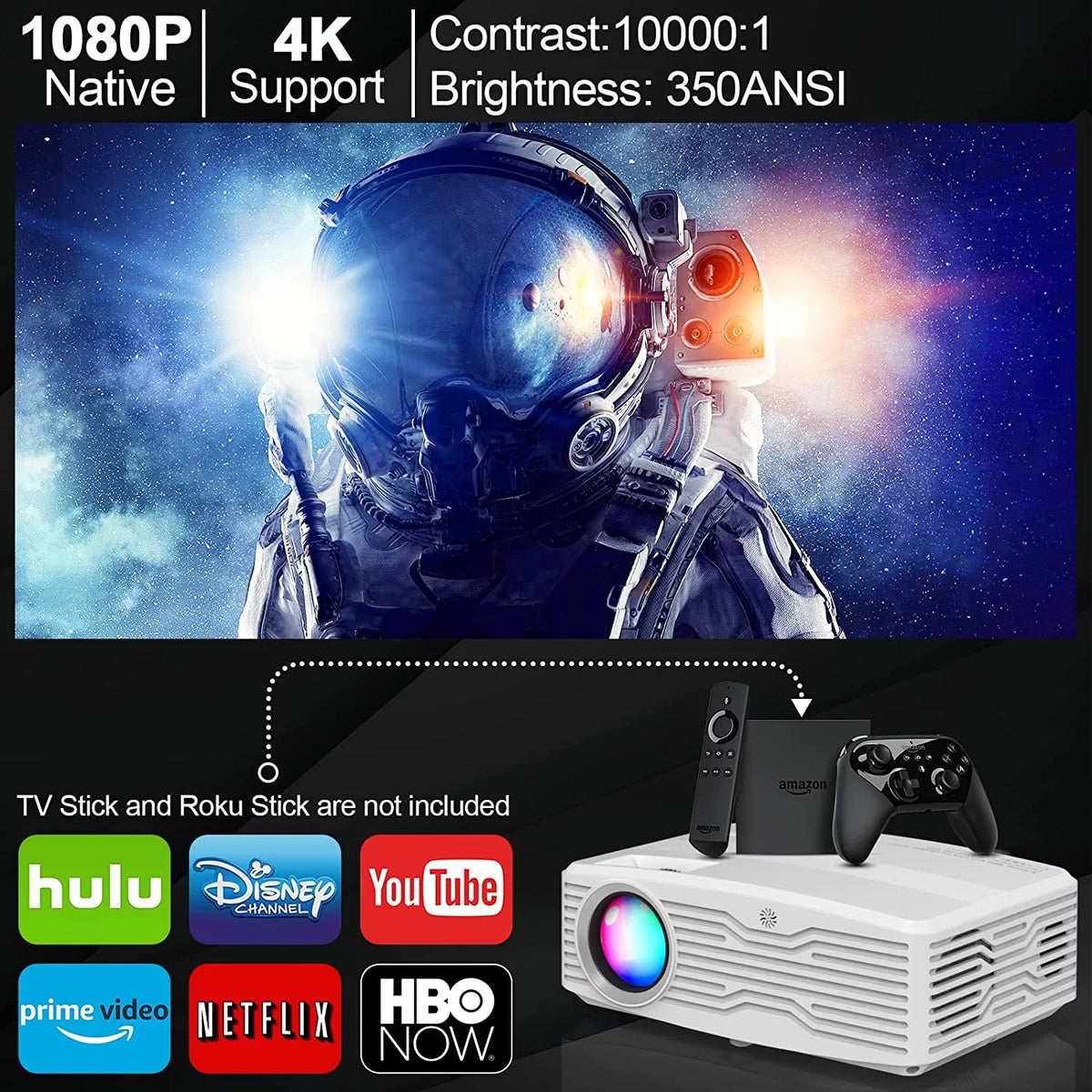 5G WiFi Projector Full HD 4K Native 1080P with 120 Projector Screen J239