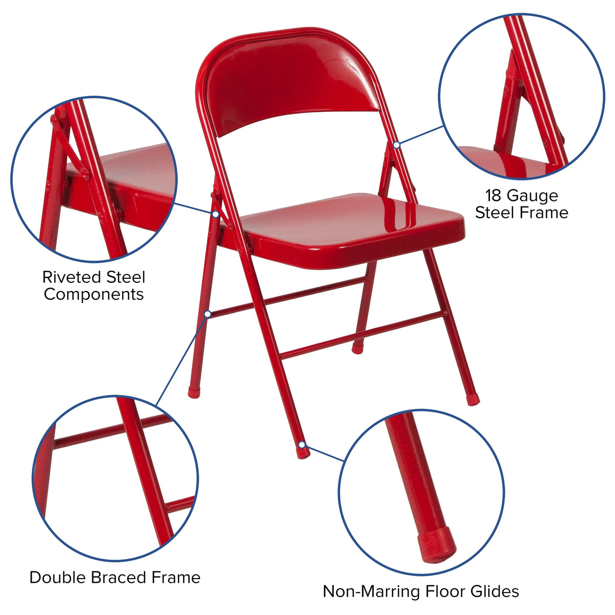 Red Metal Folding Chair M422