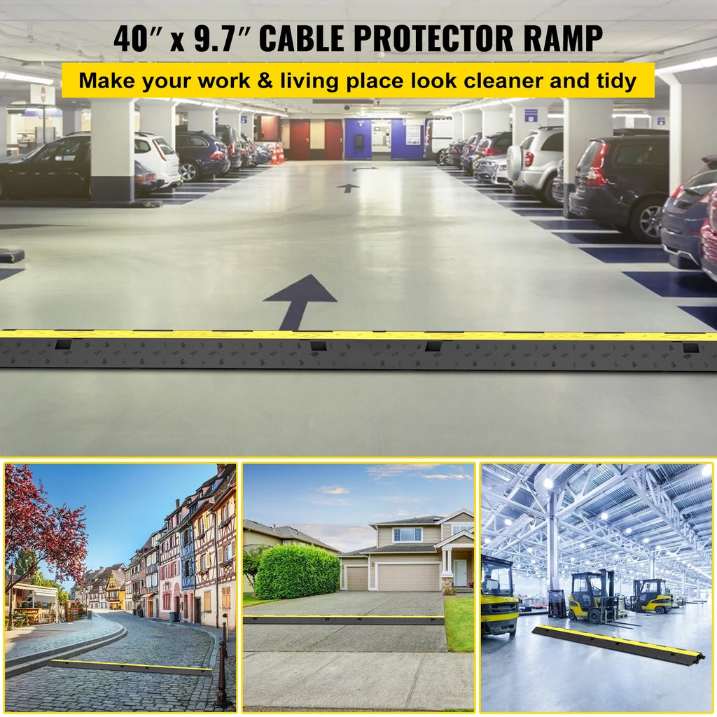 4 Packs 2 Channels Rubber Cable Protector Ramp D3432