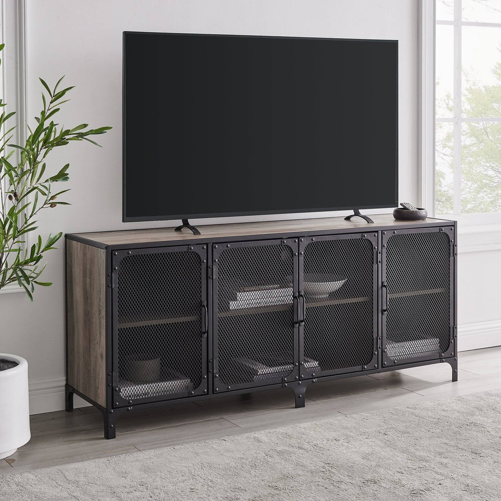 Grey Wash Industrial TV Stand Console B88936