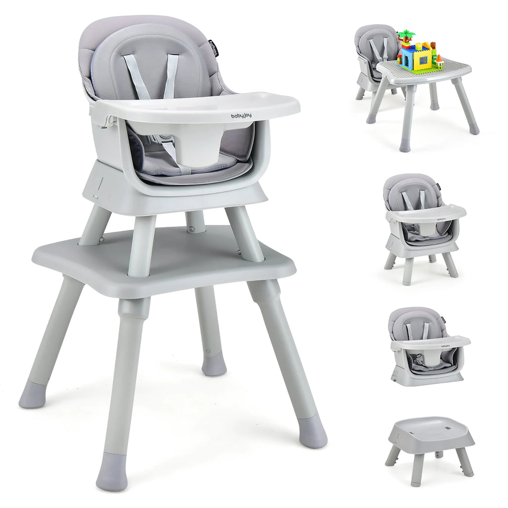 8-in-1 Convertible High Chair Booster Seat with Removable Tray Yellow C581