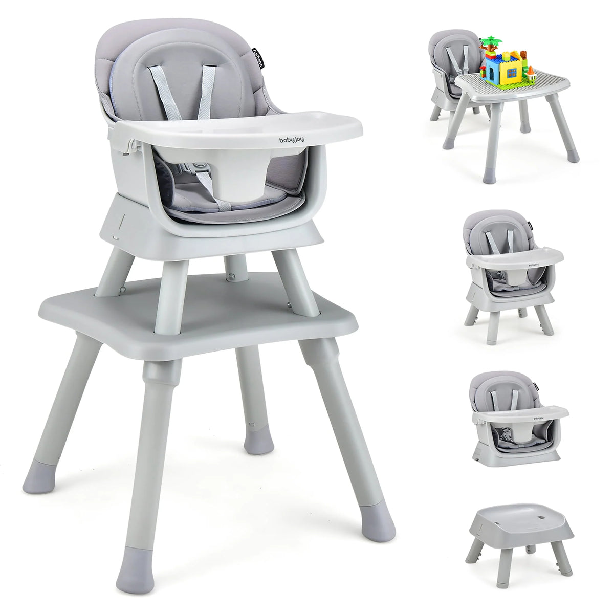 8-in-1 Convertible High Chair Booster Seat with Removable Tray Yellow C581