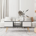 Modern Coffee Table with Storage Wooden Center Table, White O8145