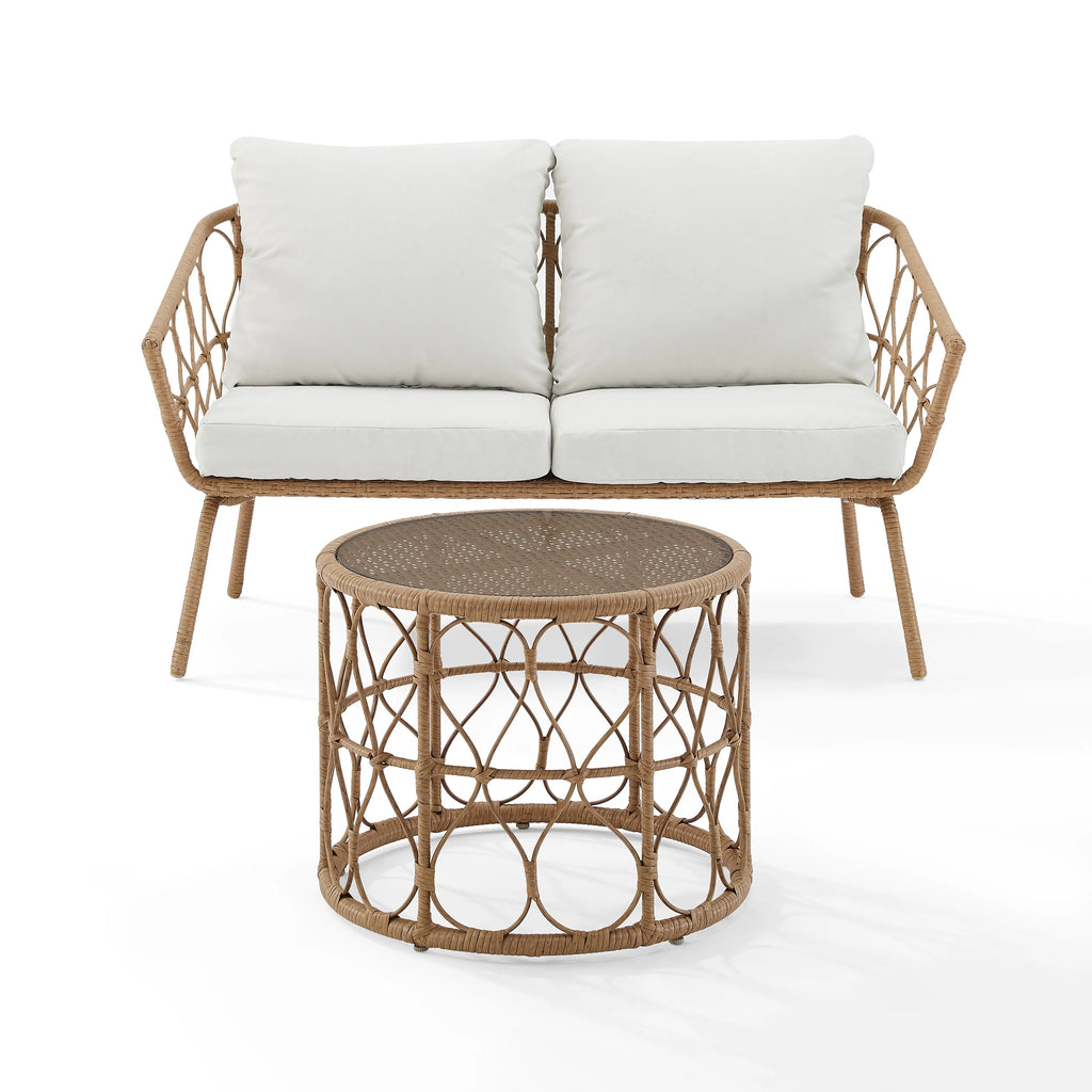 Natural Wicker Outdoor Conversation Set D1274