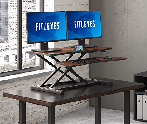 Height Adjustable Standing Desk 36" Wide Sit to Stand Converter Desk Tabletop Workstation for Dual Monitor Riser P73187