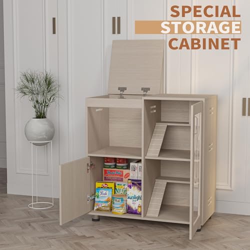4-Tier Wooden Hamster Cage with Storage Cabinet, Openable Top, Acrylic Windows (Teak) S924154