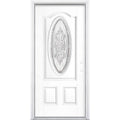 36 in. x 80 in. 3/4 Oval Left Hand Inswing Painted Smooth Fiberglass Prehung Front Exterior Door with Brickmold S4254