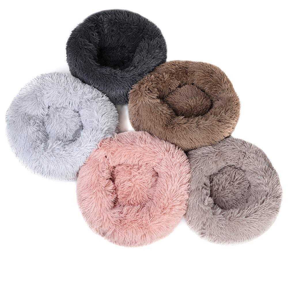 Round Plush Donut Pet Bed with Non-Slip Bottom S504