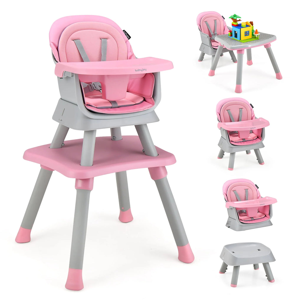 8-in-1 Convertible High Chair Booster Seat with Removable Tray Yellow C581