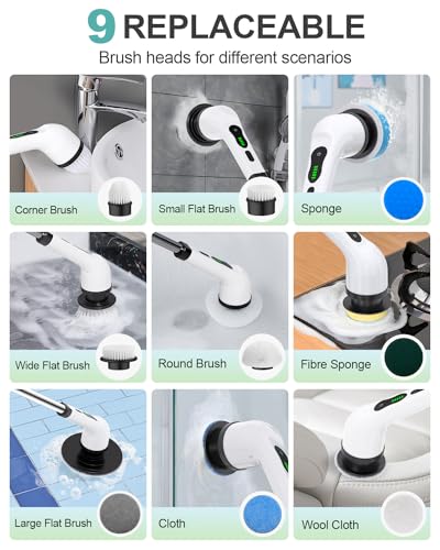 Cordless Electric Spin Scrubber with 6 Brush Heads N7971