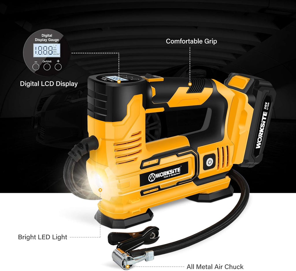 20V Cordless Tire Inflator Air Compressor with Digital Pressure Gauge T216