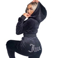 Velour 2-Piece Hoodie Tracksuit Set E2381