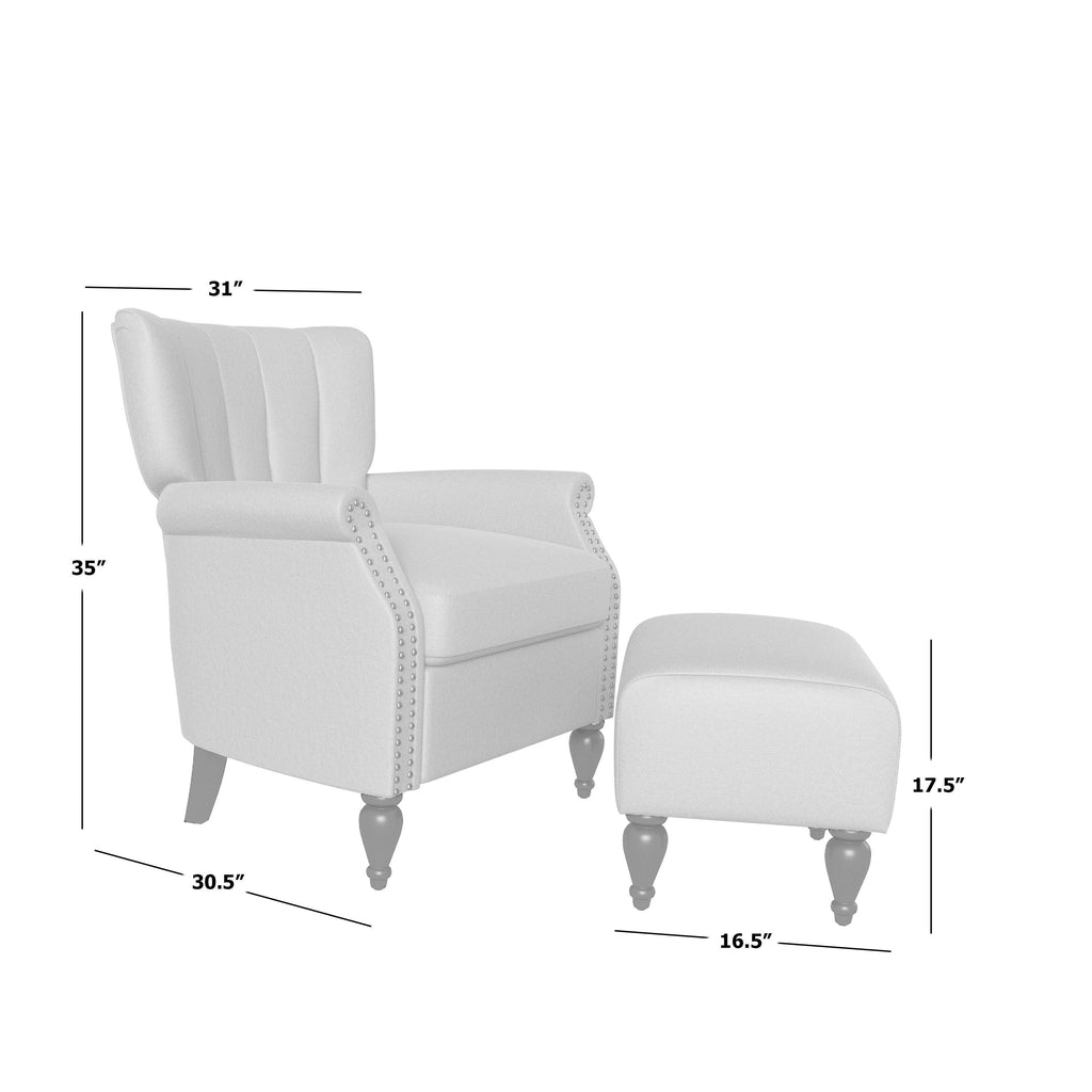 Botanical Velvet Arm Chair and Ottoman J1128