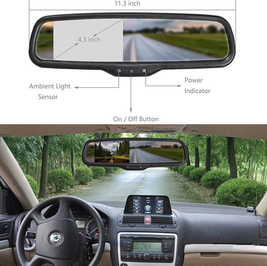 Tailgate Handle Backup Reverse Camera with 4.3 inch Rear View Mirror Monitor Kit G7347