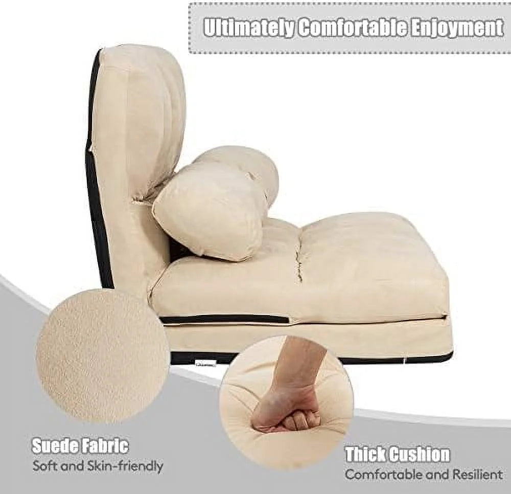 Gray Fabric Sleeper Sofa Bed with 2 Pillows Q777