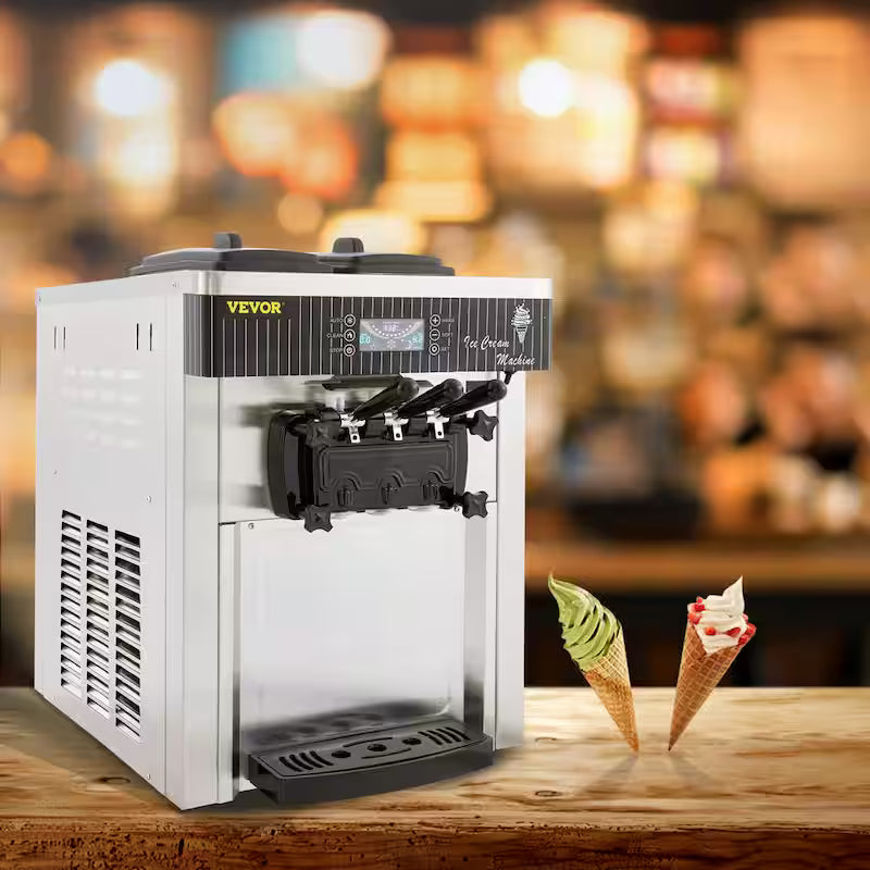 Commercial Ice Cream Machine 5.3 to 7.4 Gal. per Hour 3 Flavors Soft Serve H295