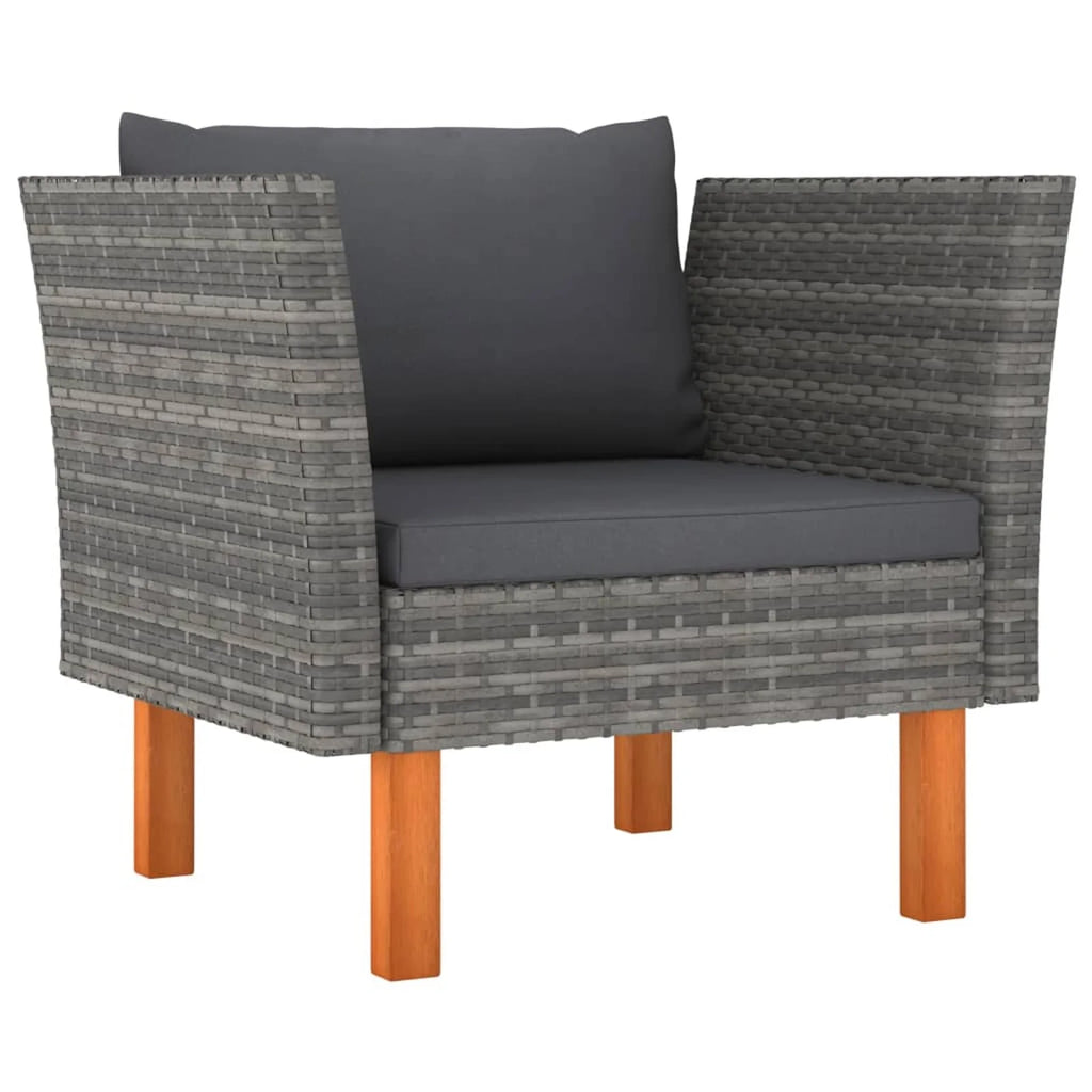 9 Piece Gray Poly Rattan Patio Conversation Set I788372