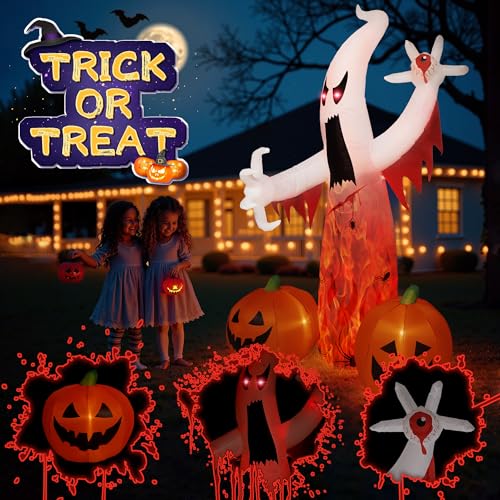 8FT Halloween Inflatables Ghost with Built-in LED Lights Y689