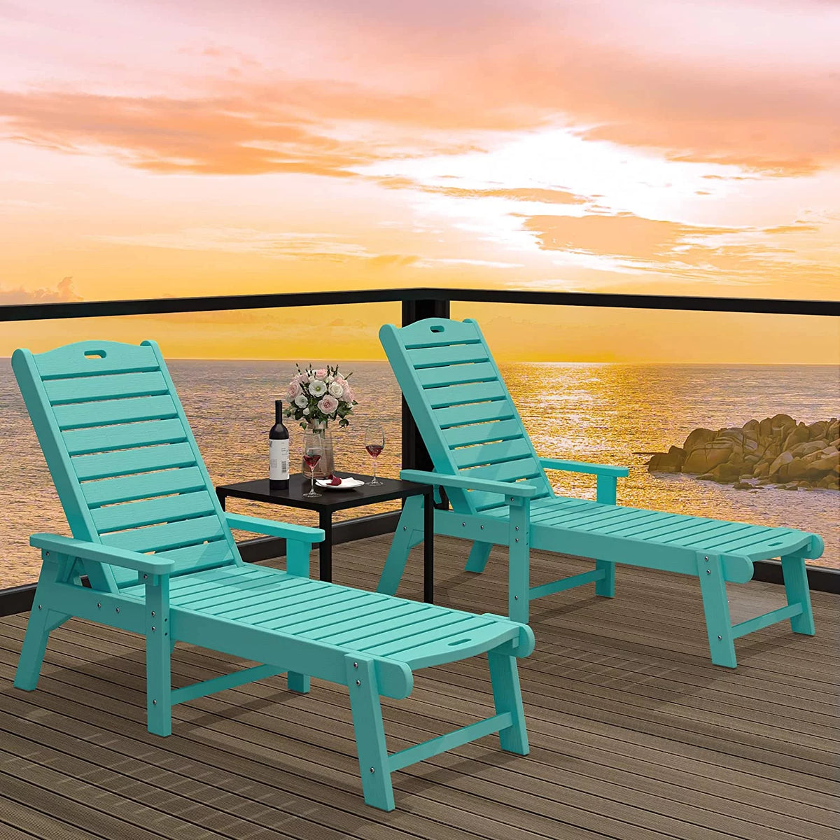 Blue Adjustable Resin Chaise Lounge Chair R7211