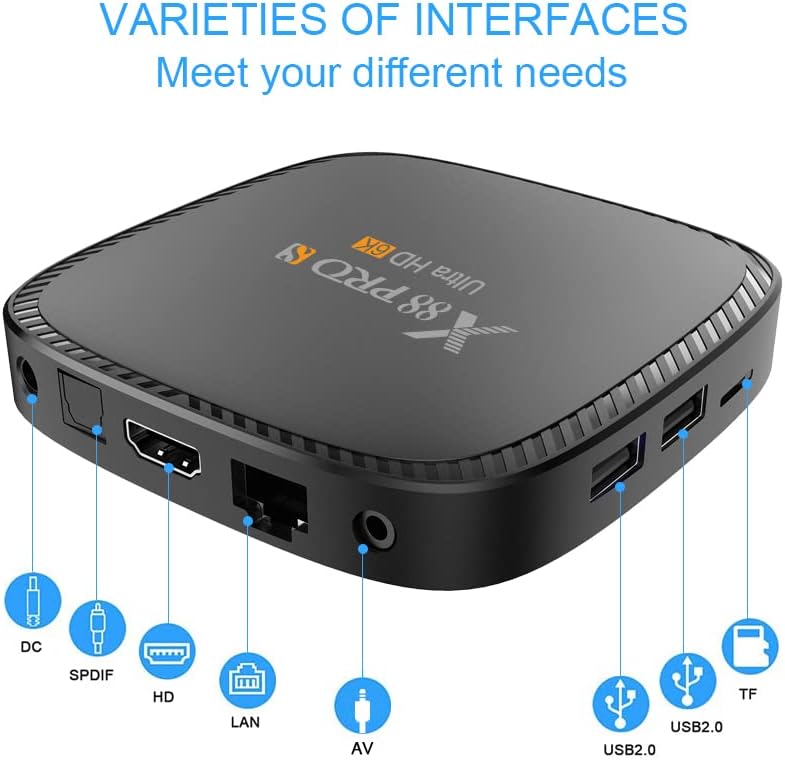 Smart TV Box with Mini Wireless Backlit Keyboard, 4G RAM 64G ROM, USB 3.0, Ultra HD 6K, HDR 10+, Dual Band WiFi, BT4.2, Android 11.0, Pack of 2 B812