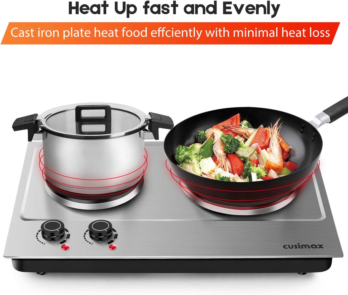 1800W Stainless Steel Double Electric Hot Plate T536306