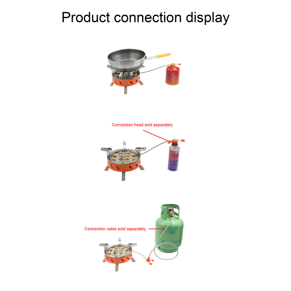 12-Core High-Power Windproof Camping Gas Burner with Piezo Ignition Adjustable Valve Storage Bag Q3414