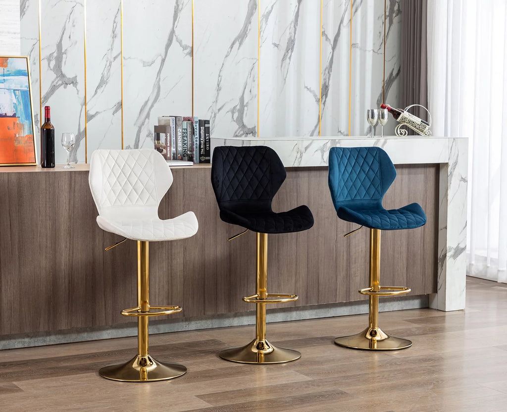 Adjustable Swivel Velvet Bar Stools Set of 2 L68341