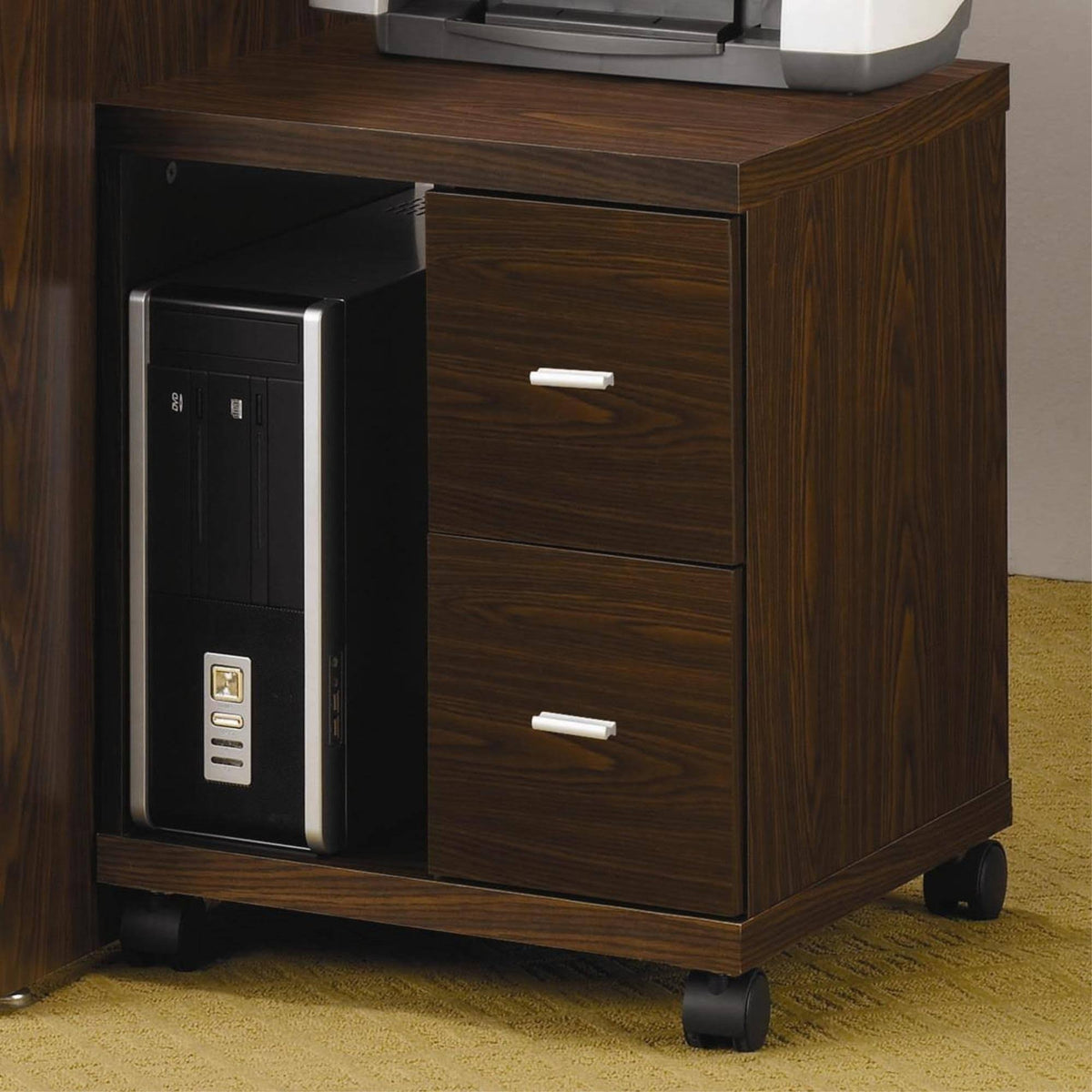 2-Drawers Brown CPU Stand Y64170