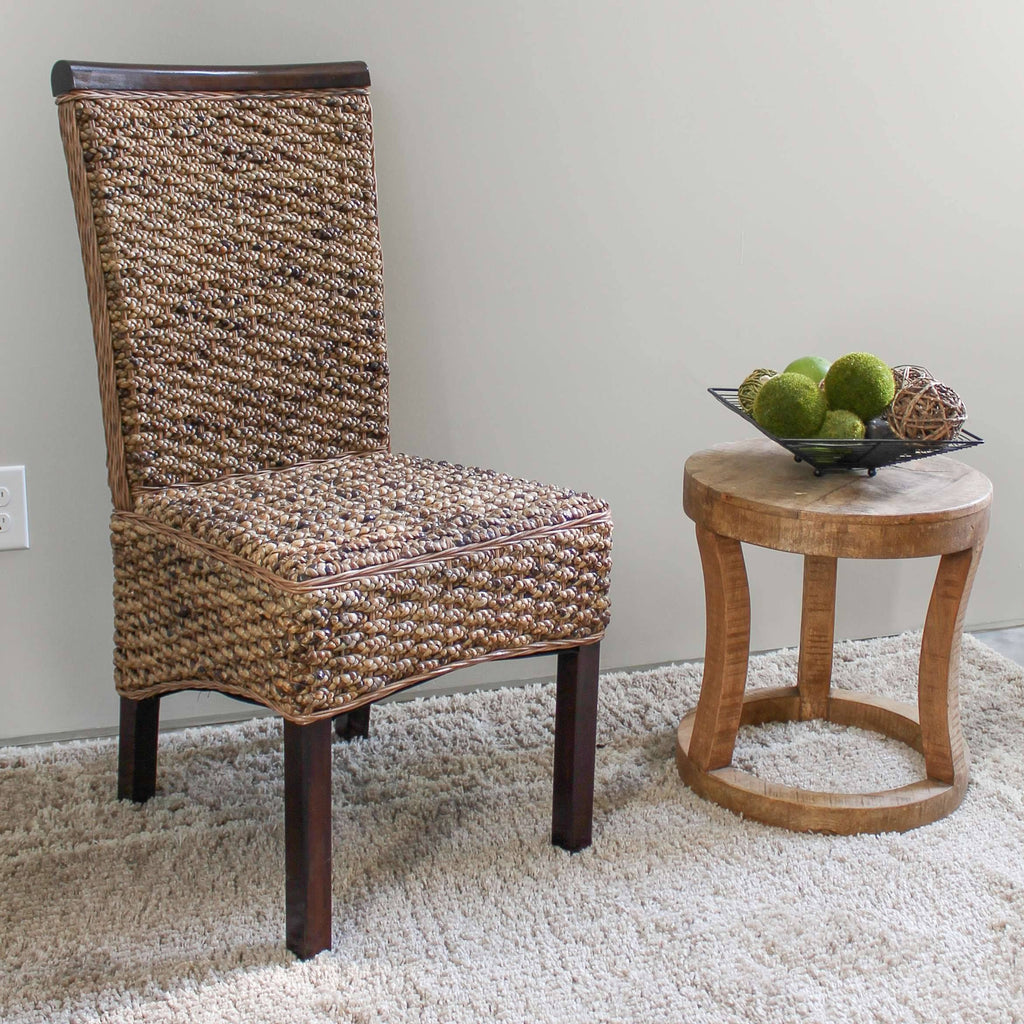 Bunga Hyacinth Weave Dining Chair with Mahogany Hardwood Frame Y649