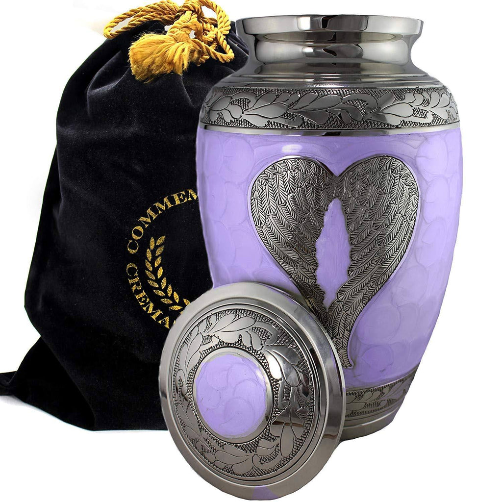 Lilac/Silver Angel Wings Cremation Urns V433