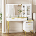 White Vanity Desk with Mirror and Lights G570258