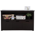 Espresso Toy Box Organizer Storage Cabinet with Movable Drawers and Open Storage Cube Shelf G478959
