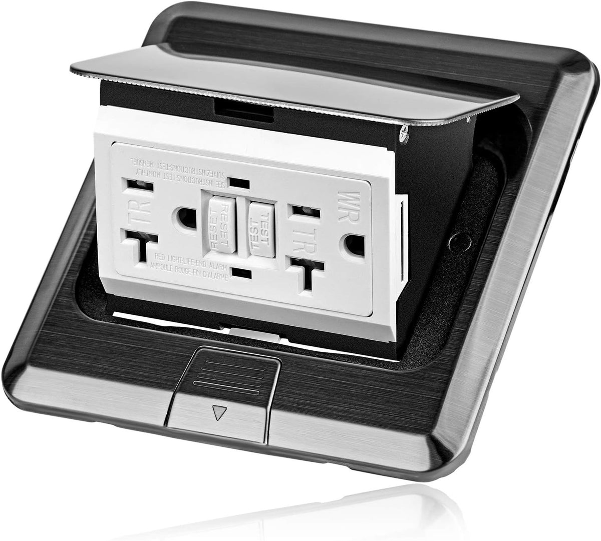 Pop Up Floor Electrical Outlet Stainless Steel Box Kit, USB Outlet, Tamper-Resistant Receptacle, Silver Pack of 2 H554652