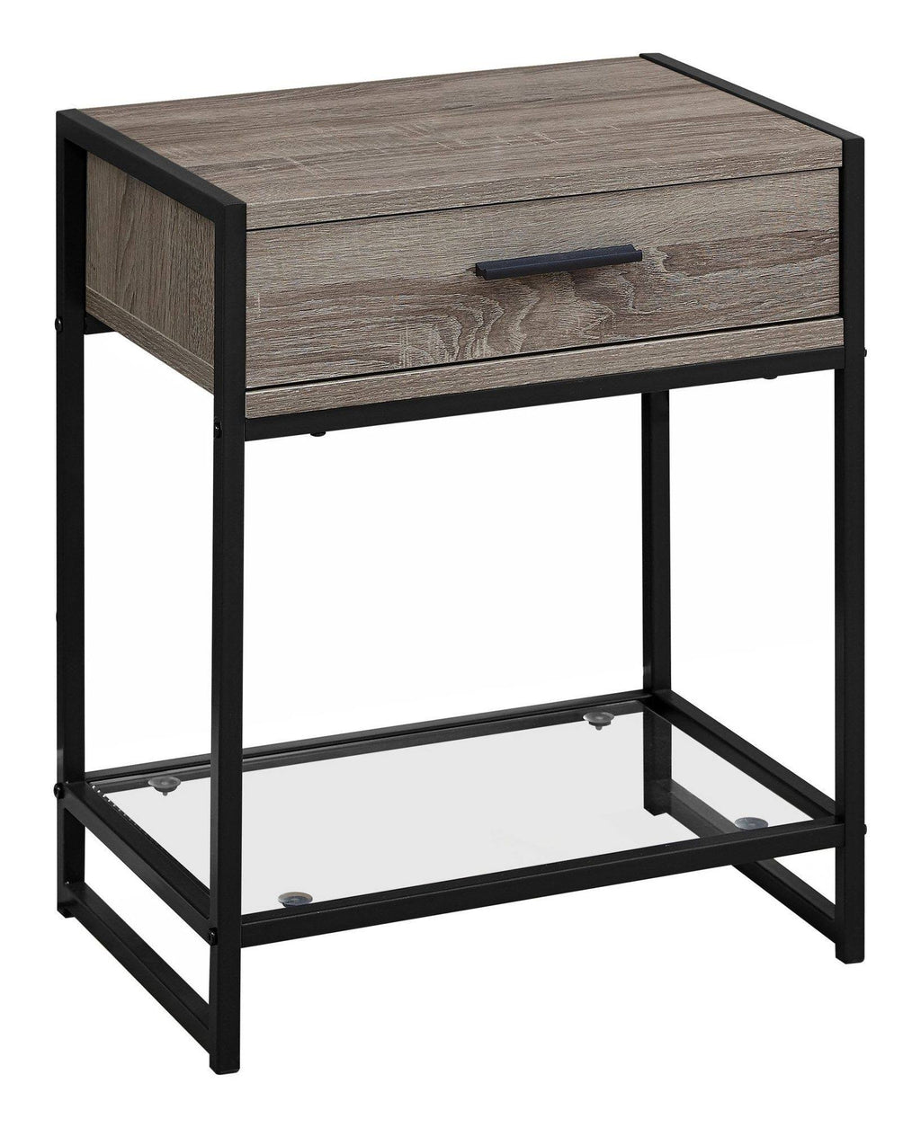Dark Taupe Black Tempered Glass Accent Table O28191