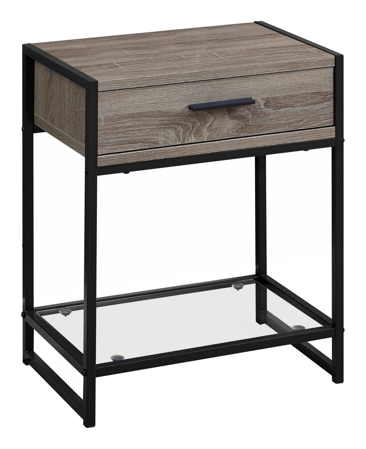 Dark Taupe Black Tempered Glass Accent Table O28191