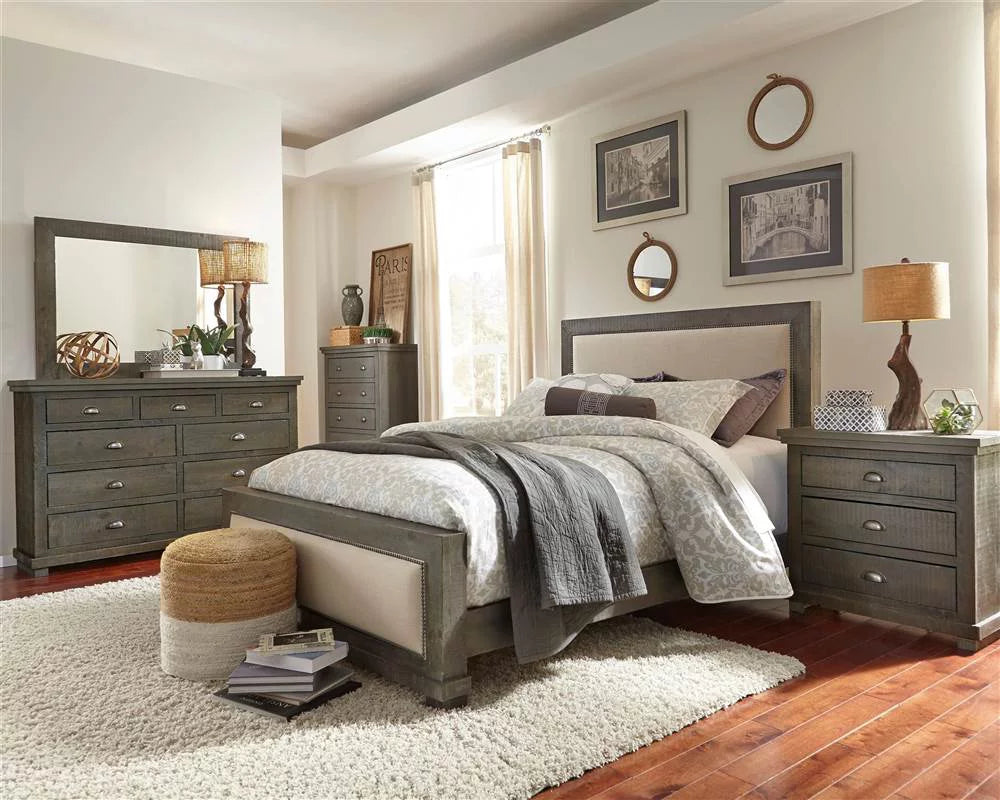 Dark Grey Drawer Dresser & Mirror J1122