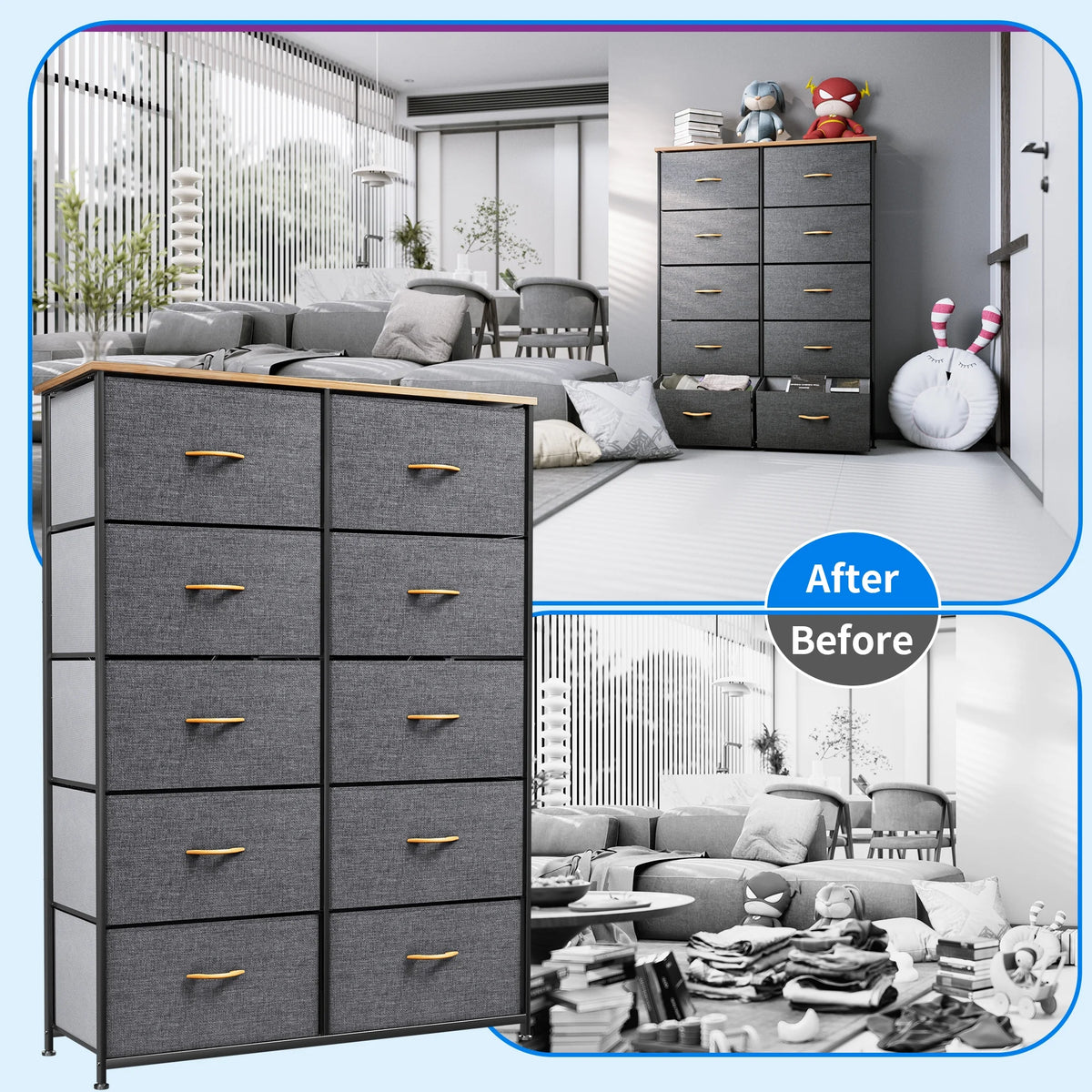 10 Drawer Fabric Storage Dresser U918328