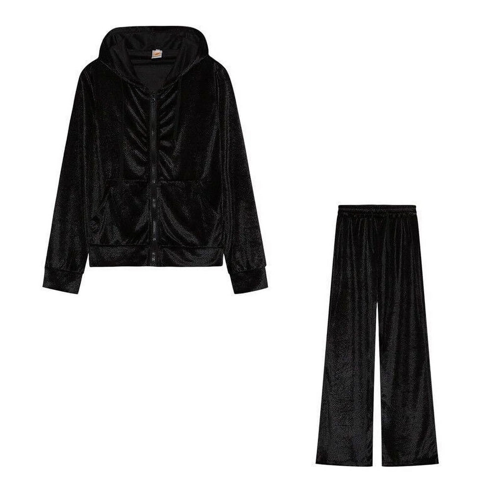 Velour 2-Piece Hoodie Tracksuit Set E2381